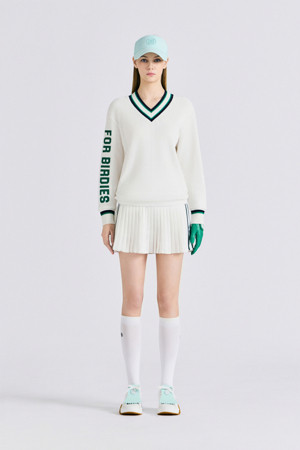 V NECK PULLOVER (WOMEN)					 					 					_IVORY-a