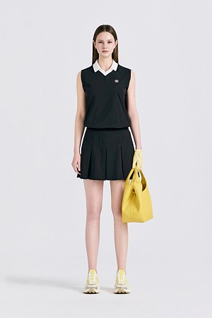 MESH SLEEVELESS POLO(WOMEN)_BLACK-a