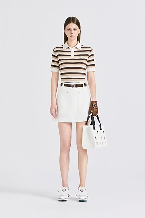 CROCHET STRIPED POLO(WOMEN)_BEIGE-a