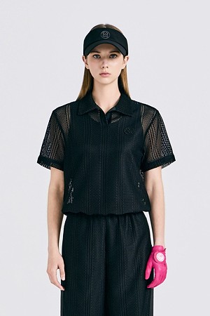 LACE SET-UP POLO(WOMEN)_BLACK-a