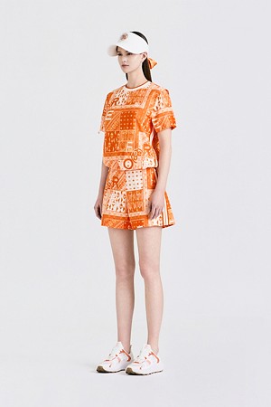 SEERSUCKER PRINTED PULLOVER (WOMEN)				 					 					_ORANGE-a