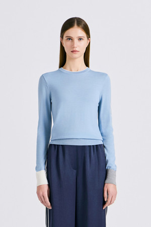 CASHMERE BLENDED CREWNECK SWEATER(WOMEN)_BLUE-a
