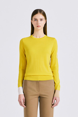 CASHMERE BLENDED CREWNECK SWEATER(WOMEN)_YELLOW-a