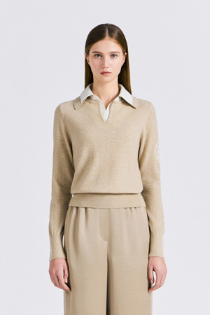 HYBRID POLO SWEATER (WOMEN)_BEIGE-a