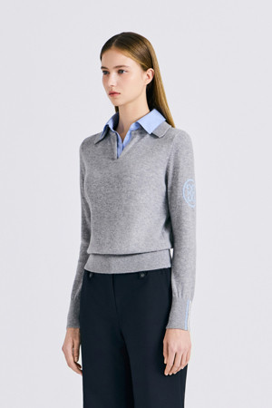 HYBRID POLO SWEATER (WOMEN)_GREY-a