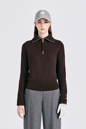 CASHMERE QUARTER ZIP SWEATER(WOMEN)					 					 					