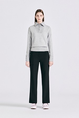 CASHMERE QUARTER ZIP SWEATER(WOMEN)					 					 					_GREY-a