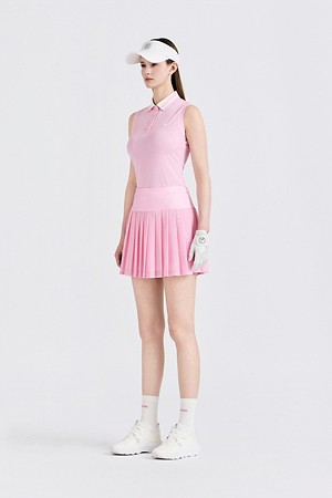 MESH SLEEVELESS SLIM POLO(WOMEN)_PINK-a
