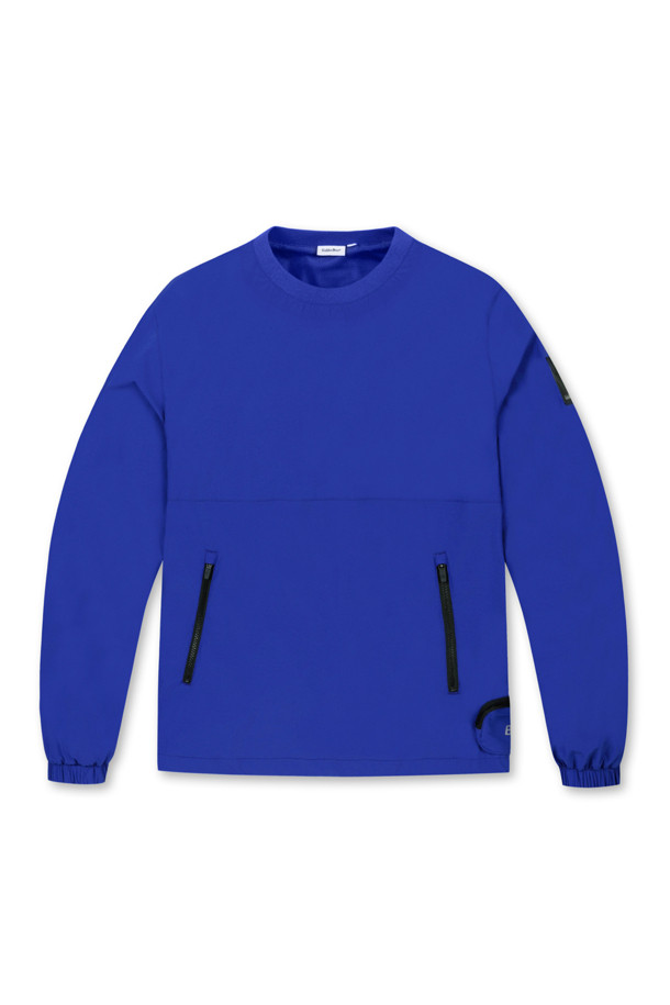 Golden Bear - 긴팔티셔츠 - Stretchable Woven Zip-pocket Crewneck Sweatshirt