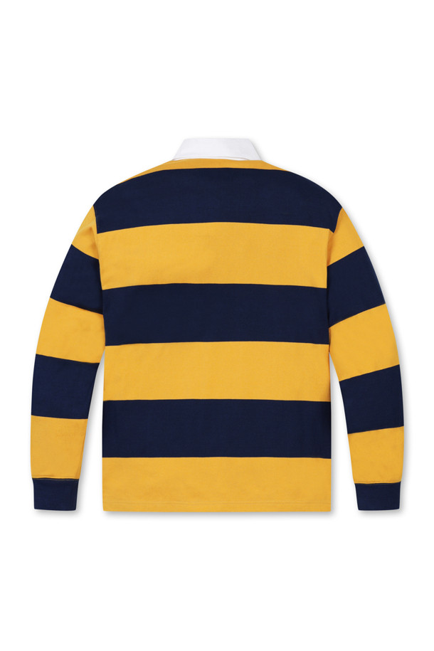 Golden Bear - 긴소매 티셔츠 - Border Stripe Woven Collar T-shirt