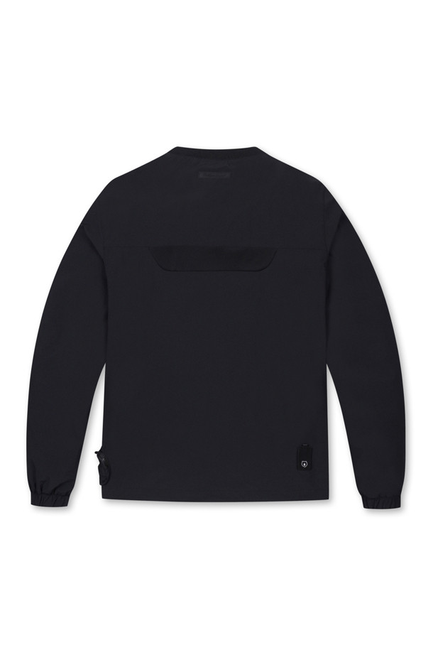 Golden Bear - 긴팔티셔츠 - Stretchable Woven Zip-pocket Crewneck Sweatshirt