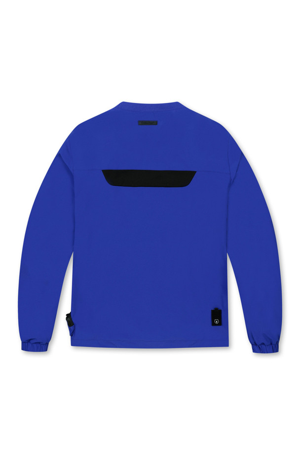 Golden Bear - 긴팔티셔츠 - Stretchable Woven Zip-pocket Crewneck Sweatshirt