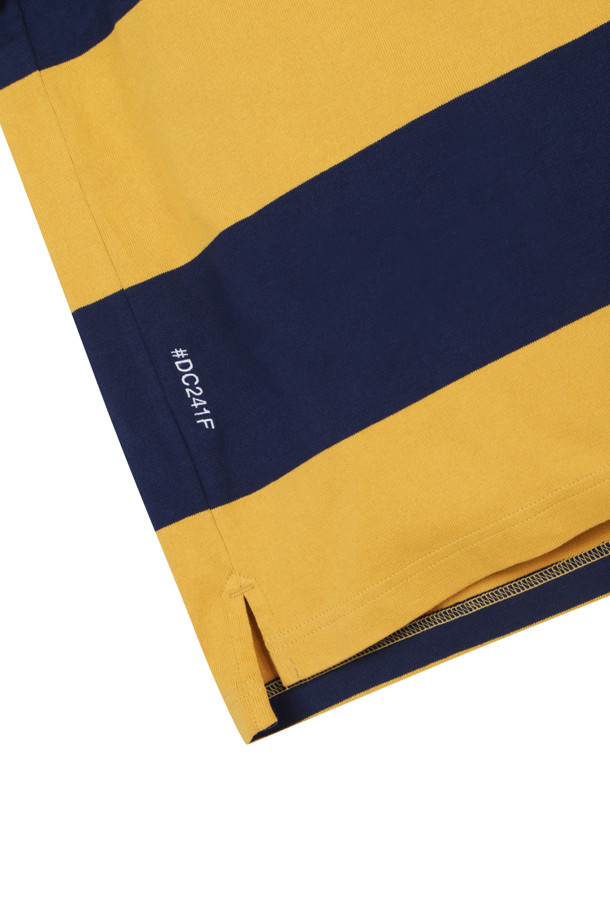 Golden Bear - 긴소매 티셔츠 - Border Stripe Woven Collar T-shirt