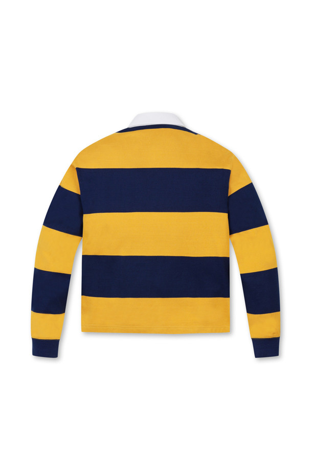 Golden Bear - 긴소매 티셔츠 - Border Stripe Woven Collar T-shirt