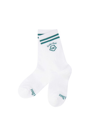 Line Bear Stripe Mid-length Socks