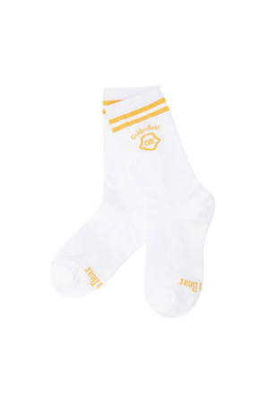 Line Bear Stripe Mid-length Socks