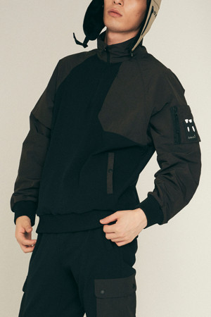 Stand collar Bonded Nylon Half Zip-up