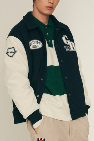 [Unisex] Wool-like Padded Varsity Jacket