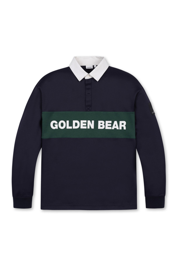 Golden Bear - 긴팔티셔츠 - (MEN) Chest Boarder line Woven Collar Sweatshirt(Navy)