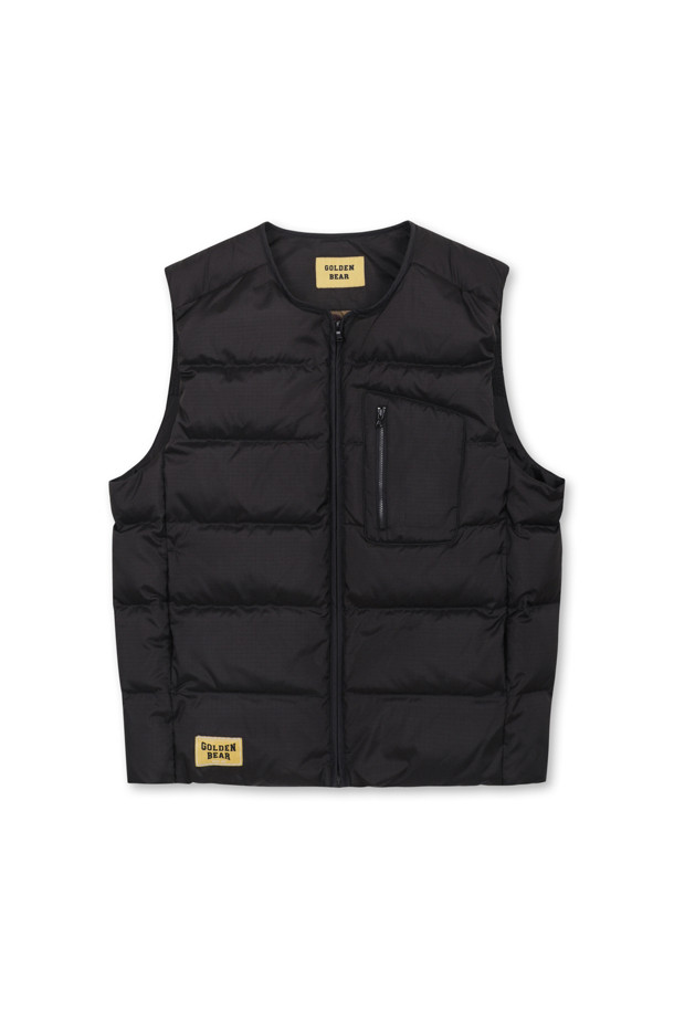 Golden Bear - 베스트 - (MEN) Collarless Round Zip up Vest(Black)