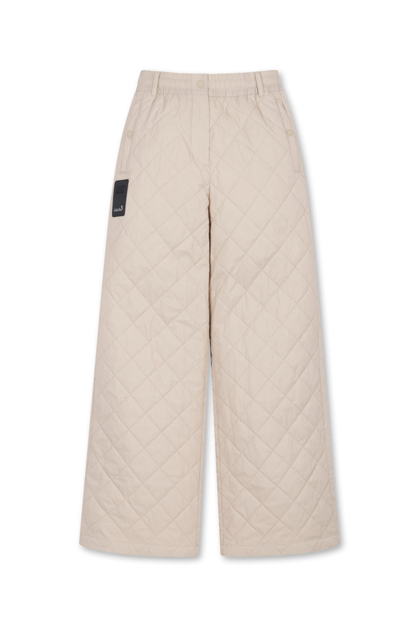 Golden Bear - 롱/미디팬츠 - (WOMEN) Quilted Wide Pants(Beige)