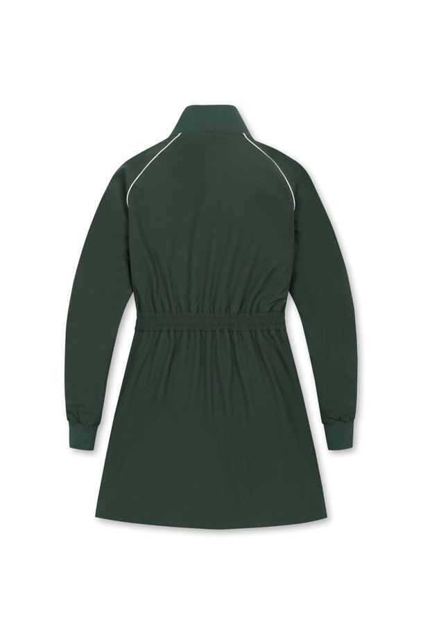 Golden Bear - 긴소매 원피스 - (WOMEN) Full Zip-up Piping Woven Dress(Green)