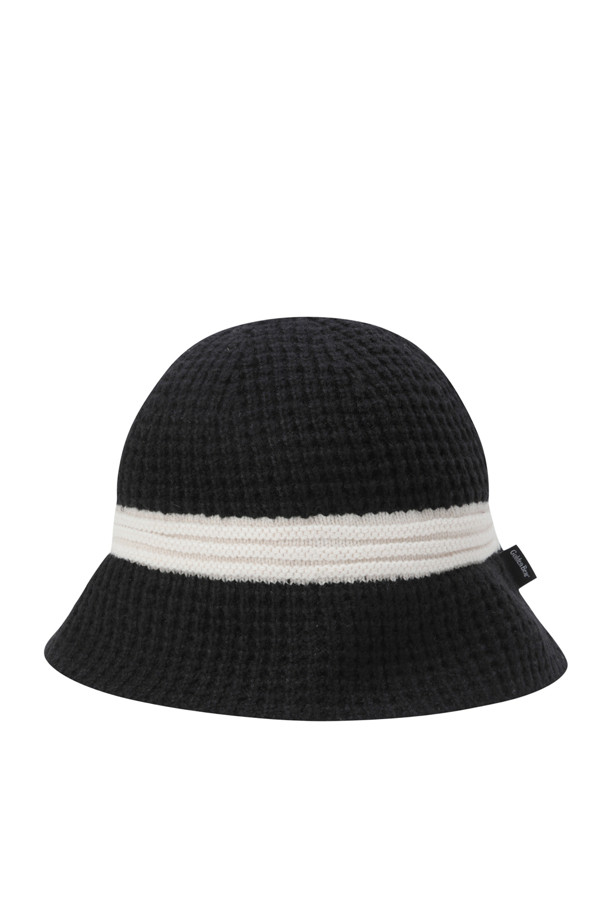 Golden Bear - 모자 - (WOMEN) Contrast Line Knitted Buckethat(Black)