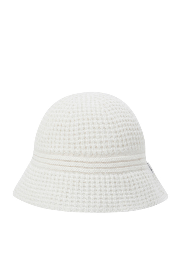 Golden Bear - 모자 - (WOMEN) Contrast Line Knitted Buckethat(Ivory)