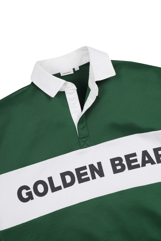 Golden Bear - 긴팔티셔츠 - (MEN) Chest Boarder line Woven Collar Sweatshirt(Green)