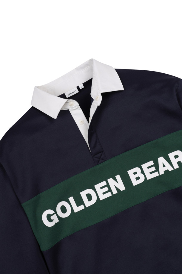 Golden Bear - 긴팔티셔츠 - (MEN) Chest Boarder line Woven Collar Sweatshirt(Navy)