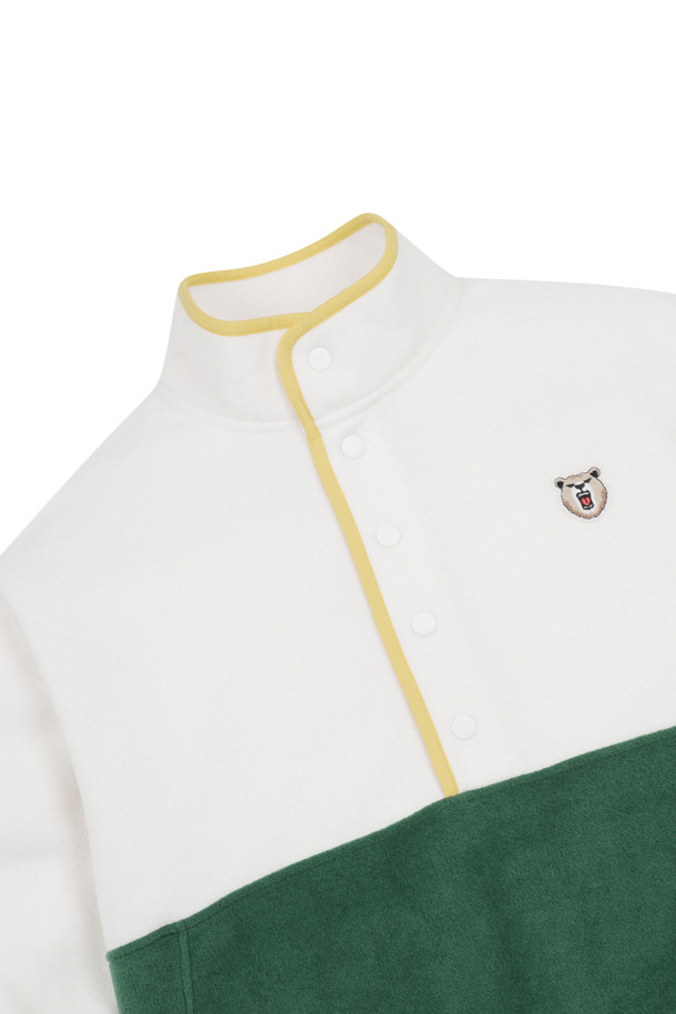 Golden Bear - 긴팔티셔츠 - (MEN) Stand Collar Half BD Fleece(Ivory)