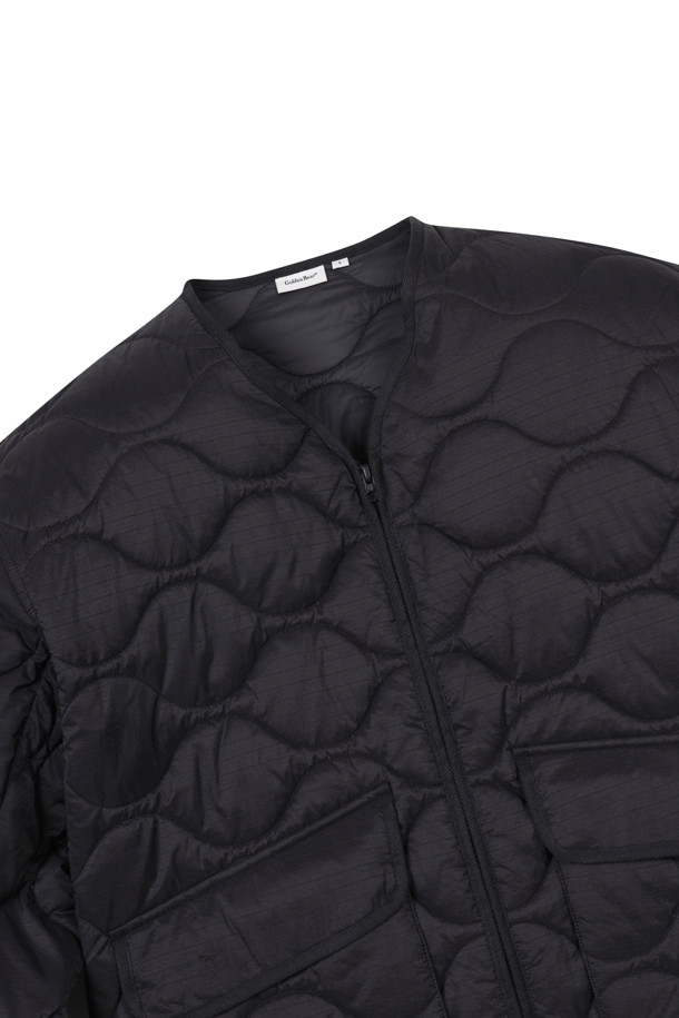 Golden Bear - 블루종/점퍼 - (MEN) Quilted V-neck Zip-up Jumper(Black)