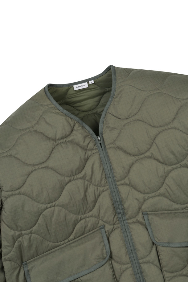 Golden Bear - 블루종/점퍼 - (MEN) Quilted V-neck Zip-up Jumper(Khaki)