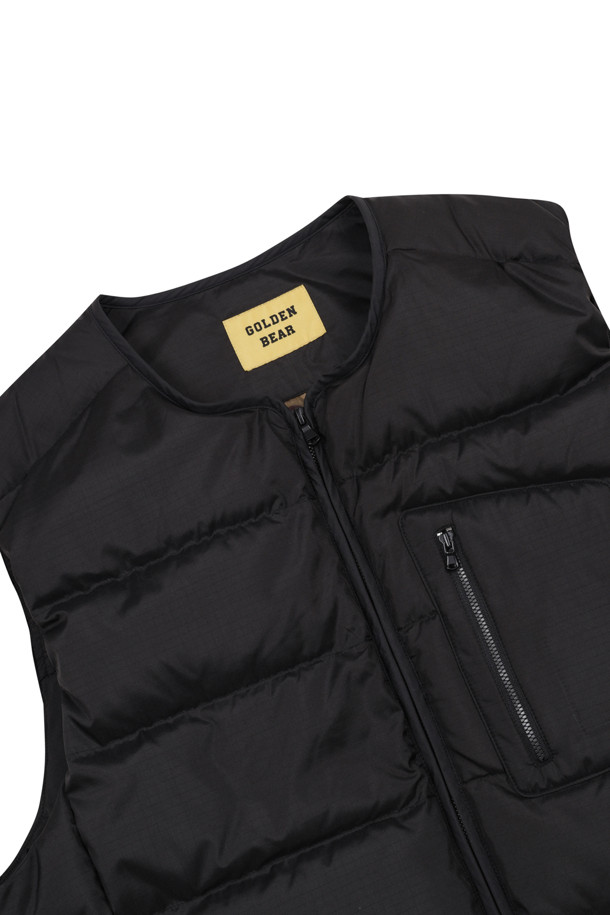 Golden Bear - 베스트 - (MEN) Collarless Round Zip up Vest(Black)