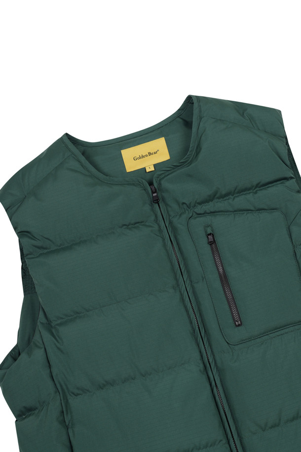 Golden Bear - 베스트 - (MEN) Collarless Round Zip up Vest(Green)