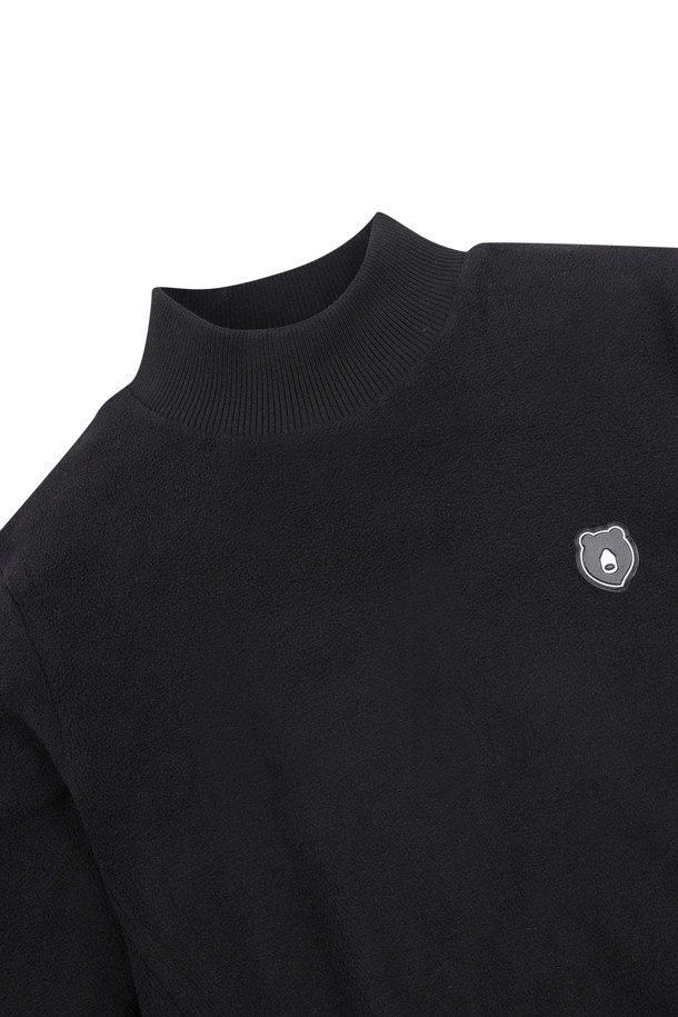 Golden Bear - 긴소매 티셔츠 - (WOMEN) Woven Hybrid Micro Fleece Mock neck T-Shirt(Black)