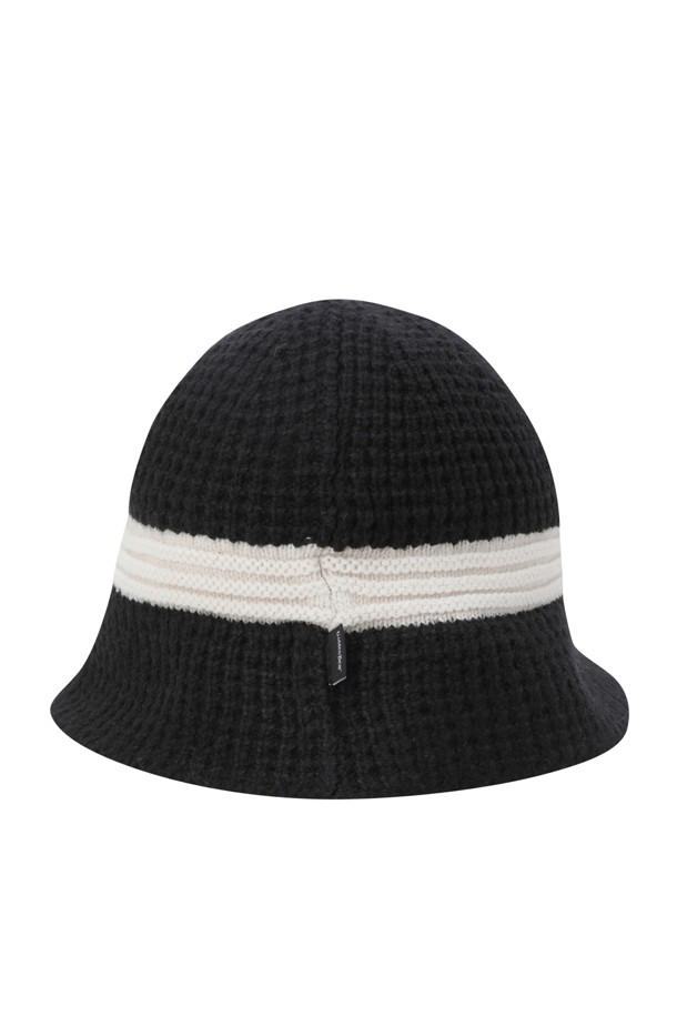 Golden Bear - 모자 - (WOMEN) Contrast Line Knitted Buckethat(Black)