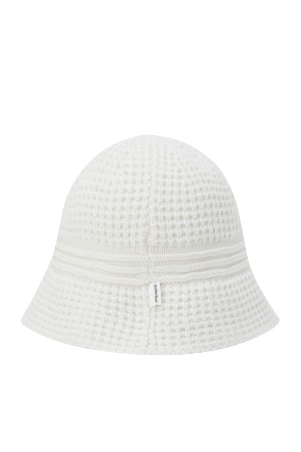 Golden Bear - 모자 - (WOMEN) Contrast Line Knitted Buckethat(Ivory)