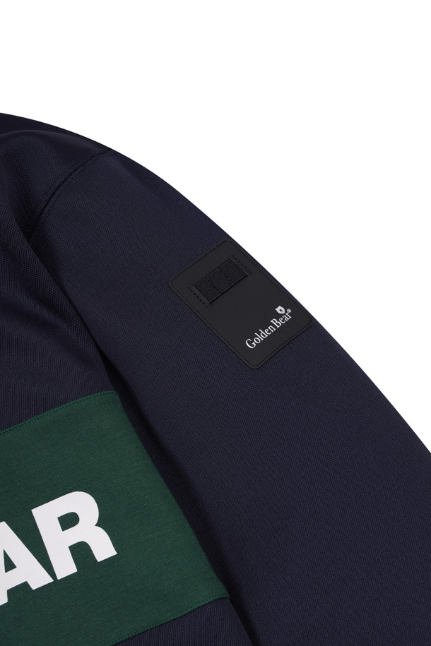 Golden Bear - 긴팔티셔츠 - (MEN) Chest Boarder line Woven Collar Sweatshirt(Navy)