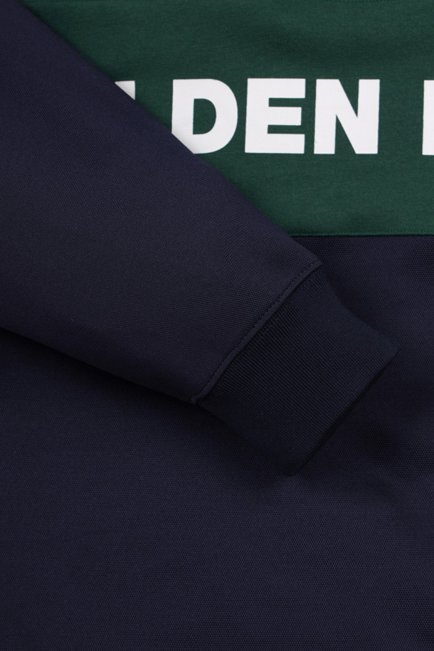 Golden Bear - 긴팔티셔츠 - (MEN) Chest Boarder line Woven Collar Sweatshirt(Navy)