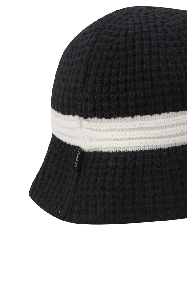 Golden Bear - 모자 - (WOMEN) Contrast Line Knitted Buckethat(Black)