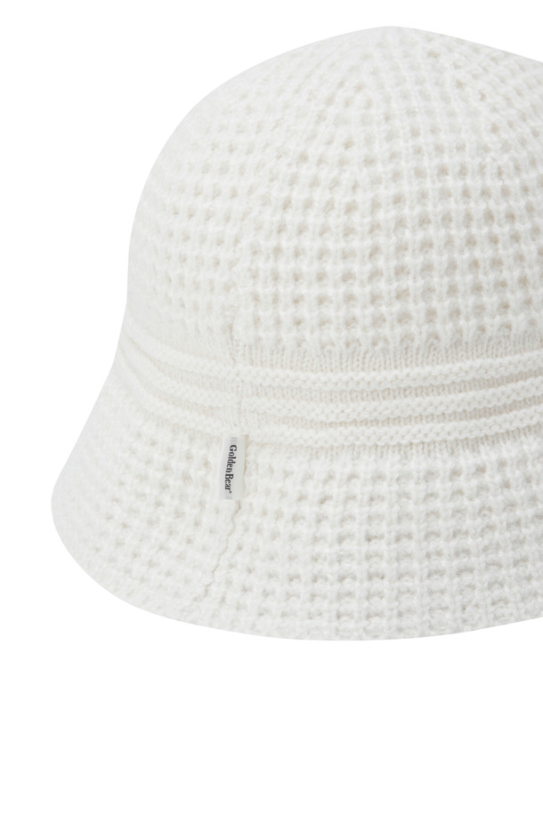 Golden Bear - 모자 - (WOMEN) Contrast Line Knitted Buckethat(Ivory)