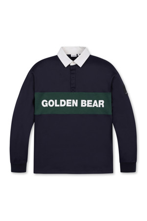 (MEN) Chest Boarder line Woven Collar Sweatshirt(Navy)