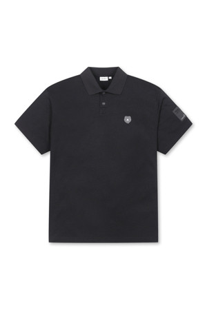 (UNI) Basic Short Sleeves Pique Shirt(Black)