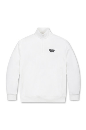 (UNI) V Finger Graphic Half Zip-up Sweatshirt(White)