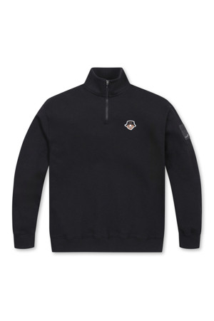 (UNI) Half Zip-up Double-face Pique Sweatshirt(Black)