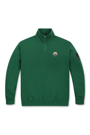 (MEN) Half Zip-up Double-face Pique Sweatshirt(Green)