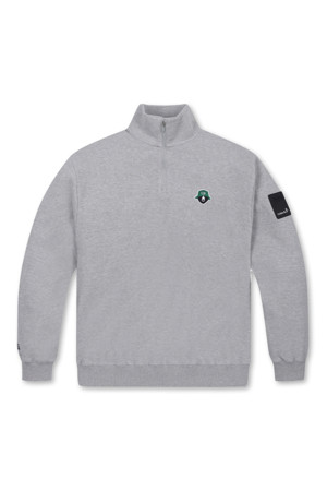 (UNI) Half Zip-up Double-face Pique Sweatshirt(Grey)