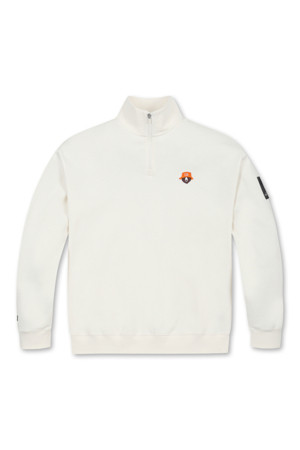 (UNI) Half Zip-up Double-face Pique Sweatshirt(Ivory)