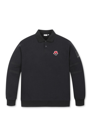 (MEN) Contrast Line Point Sweatshirt(Black)